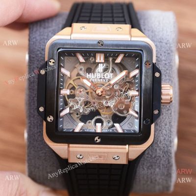 New Copy Hublot Unico Square Bang Skeleton-Black Bezel Watches